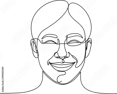 Smiling man with facial piercings glasses.