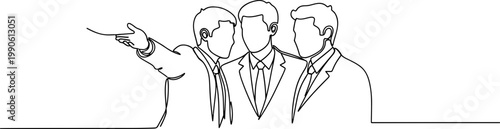 Three businessmen in a meeting.