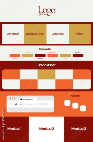 Fotografie One page brand guideline sheet for logo design or brand design presentation
