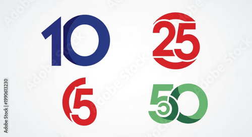 Collection of anniversary numbers in circles.