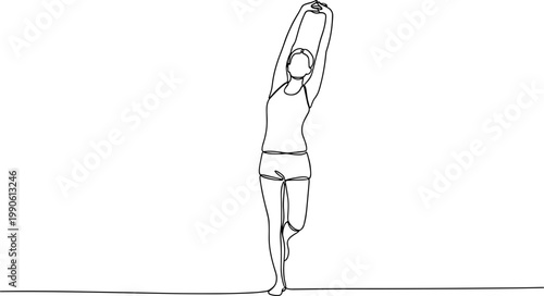 Woman doing yoga stretch exercise.
