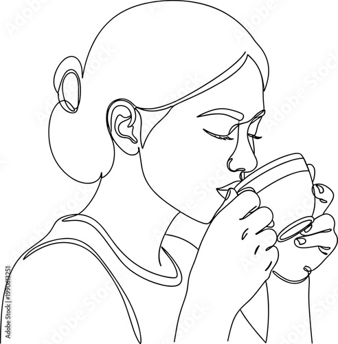 Woman drinking from a cup 4.