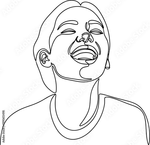 Woman laughing out loud expression.