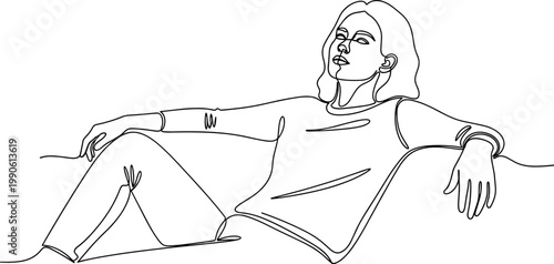 Woman Relaxing on a Surface Outdoors.