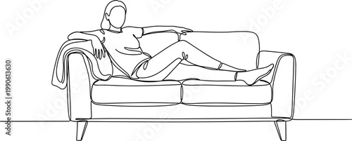 Woman Relaxing on a Sofa.