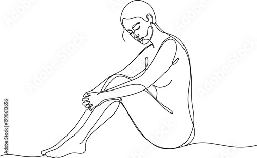 Woman sitting alone in contemplation mood.