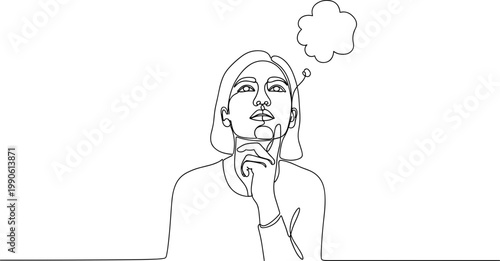 Woman thinking with hand on chin 1.