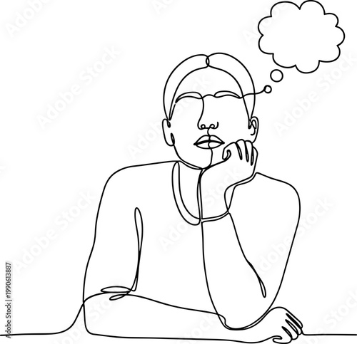 Woman Thinking with Hand on Face 1.