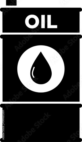 Oil Barrel Icon with Drop Symbol, Fuel Drum, Petroleum Storage, Energy Industry Vector