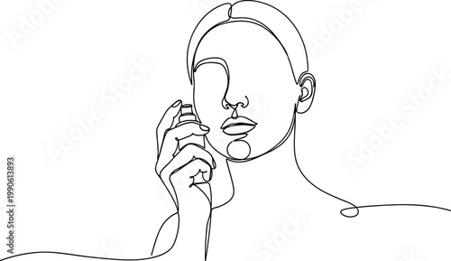 Woman Touching Face with Hand.