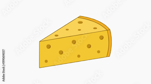 A vector illustration of a wedge of cheese with holes on a plain background