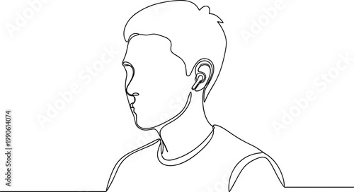 Young man with short hair profile.