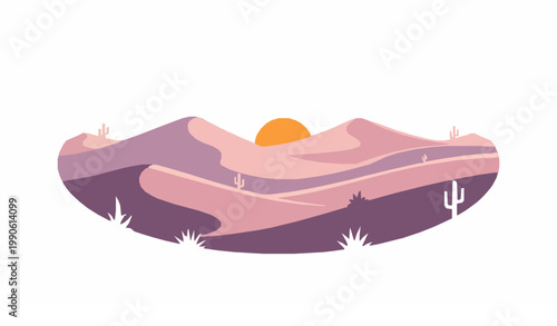 Desert dunes cartoon icon Arab Emirates landscape vector