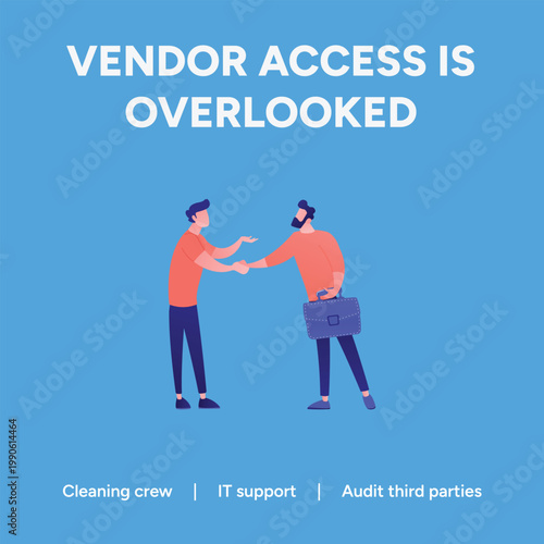 Two professional men are depicted shaking hands, symbolizing a business agreement or a vendor partnership in this vector illustration.