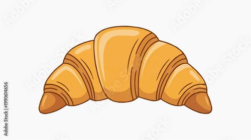 A vector illustration of a golden croissant on a white background