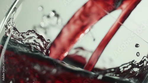 A close-up of red wine swirling in a stemmed glass.