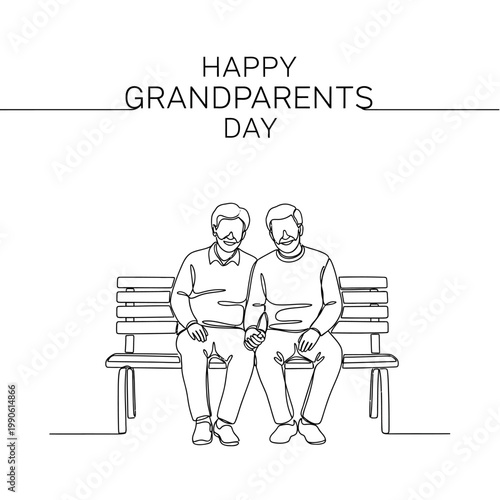 Elderly couple sitting on bench.