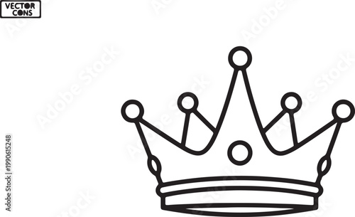 Canvas Print Outline of a royal crown with line art black and white authority leadership sove