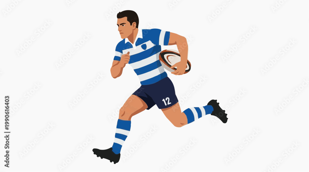 Obraz premium A vector illustration of a rugby player running with the ball in a dynamic pose