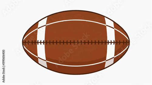 A vector illustration of a brown American football with white stripes on a plain background