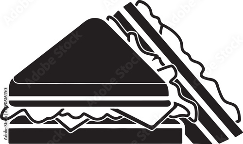 Sandwich cut in half with fast food ready to eat bakery product sandwich illustration silhouette isolated delicious ingredients vegetables restaurant appetite
