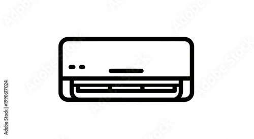 Simple black line art icon of a wall-mounted air conditioner