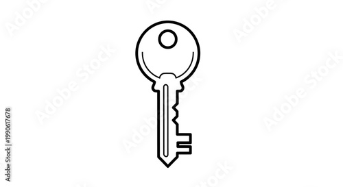 Simple black and white outline illustration of a key