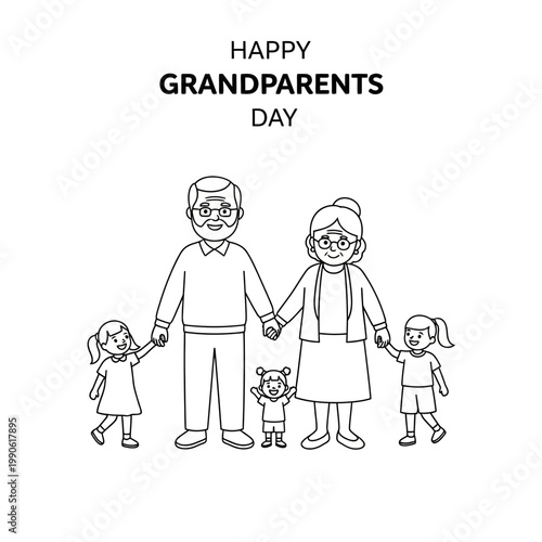 Happy grandparents with little grandchildren together.