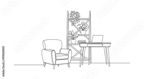 Modern office chair and desk setup.