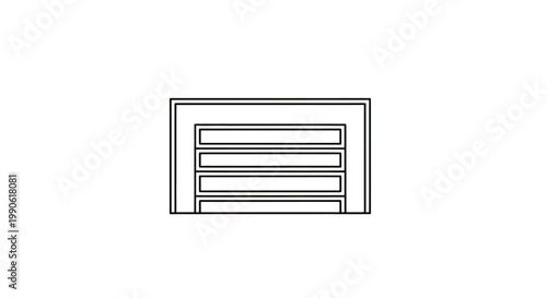 Outline of a closed overhead garage door with four horizontal panels