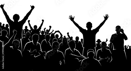 Excited Crowd Cheering and Celebrating.