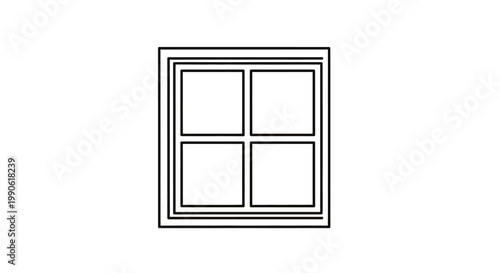 Simple line art of a square window with four equal panes
