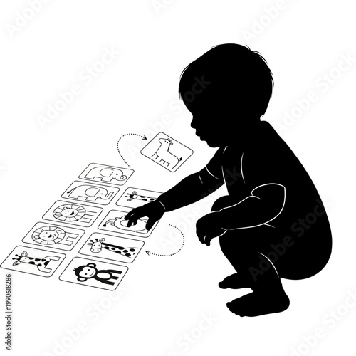 Toddler playing with puzzle pieces.