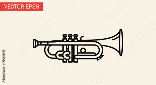 Simplified outline of a brass wind instrument with valves
