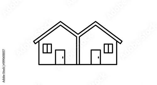 Minimalist line art depiction of two adjacent, identical houses