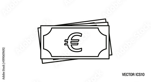 A stylized icon of stacked euro currency banknotes