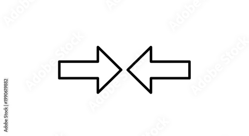Two opposing arrows pointing towards each other on a white background