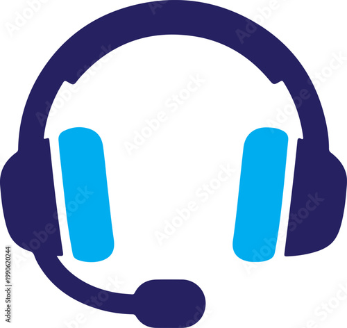 Music headphones silhouette icon representing audio listening, support service and sound symbol.