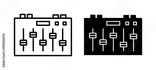 Schilderij op canvas Audio Mixer Console Line and Glyph Icon Set
