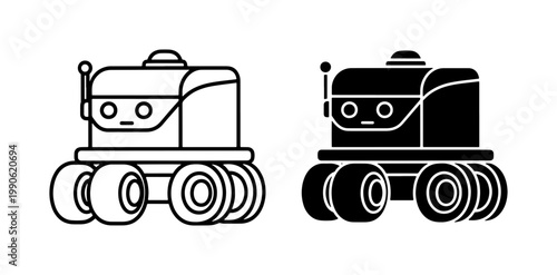 Autonomous Delivery Robot Icon Set in Outline and Glyph Style