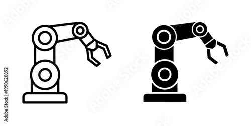 Industrial Robotic Arm Icon Set for Factory Automation