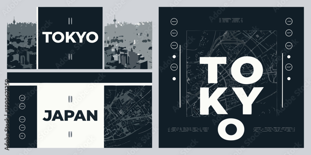 Obraz premium Tokyo and Japan themed graphic design a collection of poster layouts