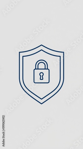 Minimal Cyber Security Shield with Lock Icon Vector Illustration