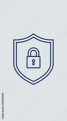 Minimal Cyber Security Shield with Lock Icon Vector Illustration