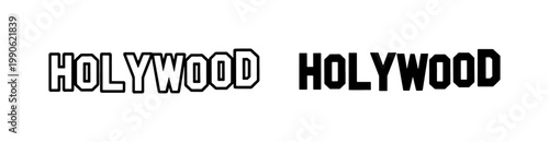 Holywood Text Logo Design in Black and White Outline