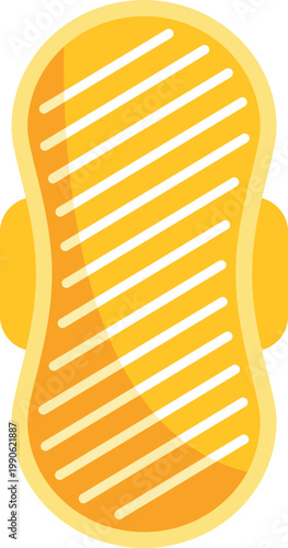 Yellow sanitary pad icon providing feminine hygiene and period care