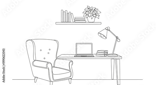 A chair sitting next to desk.