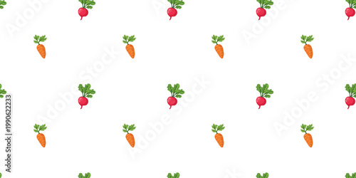 natural farm vegetables pattern carrot radish repeating texture white background