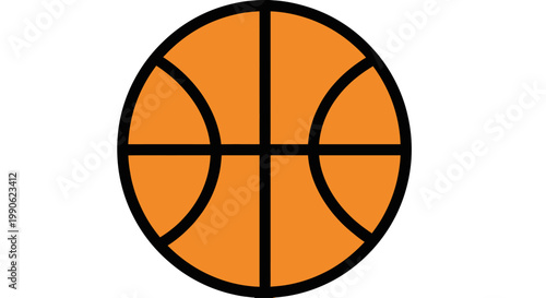 A simple graphic of an orange basketball with black lines