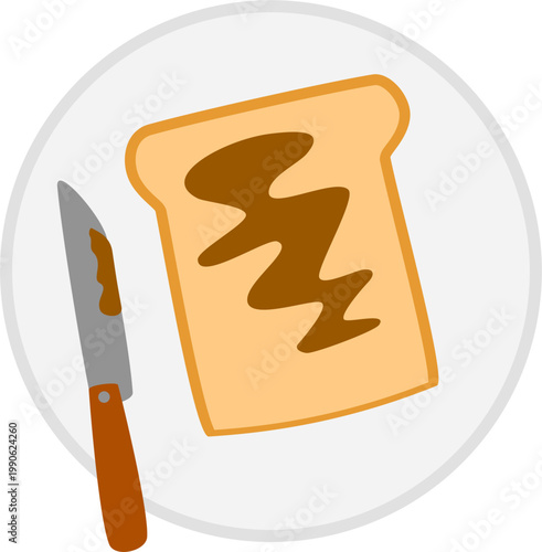 Fresh Bread Slice with Knife Breakfast Food Preparation Concept
